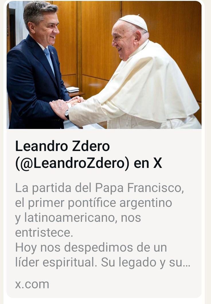 *EL GOBERNADOR ZDERO DECRETÓ 7 DÍAS DE DUELO POR EL FALLECIMIENTO DEL PAPA FRANCISCO*