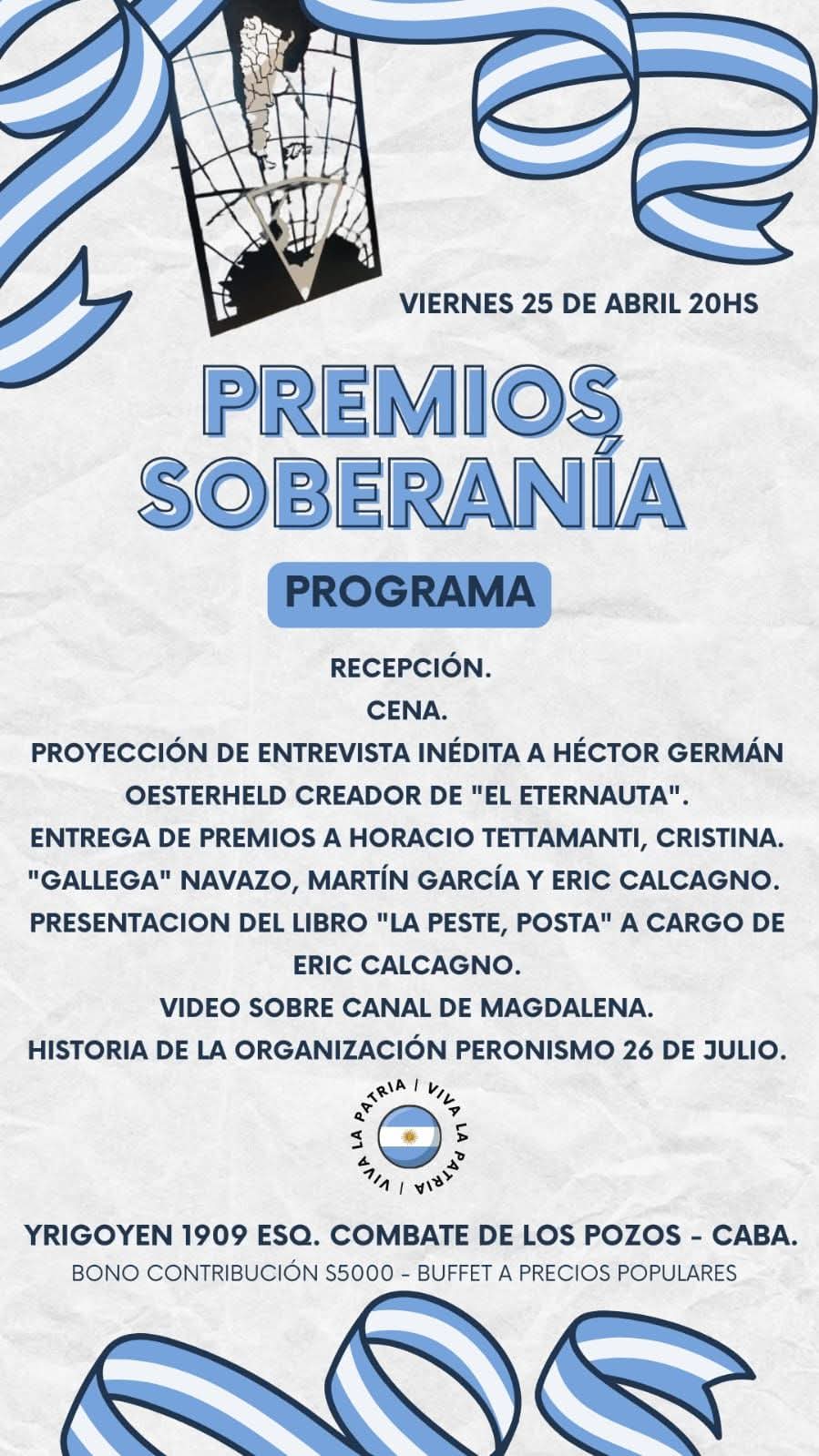 PREMIOS SOBERANIA : ESTE VIERNES SE PREMIA LA SOBERANIA
