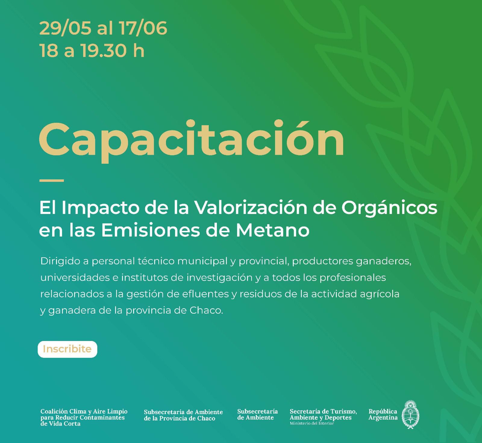 *EL GOBIERNO DEL CHACO INVITA A UNA CAPACITACIÓN SOBRE GESTIÓN DE RESIDUOS GENERADOS EN PROCESOS DE ACTIVIDADES AGRÍCOLAS Y GANADERAS*