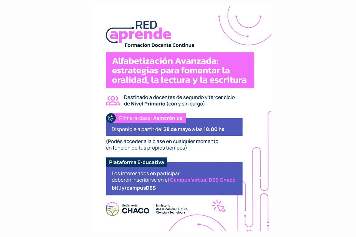 PROGRAMA DE FORMACIÓN DOCENTE RED APRENDE: INICIA CURSO DE ALFABETIZACIÓN AVANZADA PARA DOCENTES PRIMARIOS